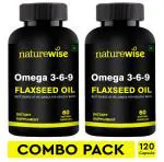 NatureWise Omega 3,6 & 9 Veg Omega Flax Seed Oil Capsules (1250mg) Softgel Capsules