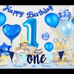 SV Traders 1st Birthday Decoration For Boy Blue Theme Combo Of 61 Pcs