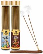 The Aroma Factory Radha Krishna & Dhan Laxmi Agarbatti for Pooja, Luxury Incense Sticks, Low Smoke & Zero Charcoal Fragrance for Home (Bottle Pack of 2 x 100g)