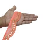 Craft Love Peach Shimmering Net Mirror Border Lace 9.2 Yards 8.5 Meters