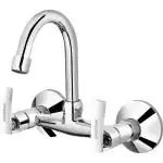 Plantex Pure Brass Sink Mixer with Double Handle Hot and Cold Water Tap for Kitchen/Bathroom Basin Faucet with Brass Wall Flange & Teflon-Tape (COL 1014, Chrome Finish)