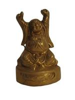RHYTHM ENTERPRISE Vintage Style Laughing Buddha Feng Shui Statue Figurine - Brass (2774)