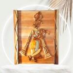 AJ ART AND CRAFT 3D Krishna Wall Hanging Wall Decor Art Wooden Artistic Handicraft