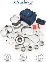 NEELAM Stainless Steel 25 pcs Travelling Set cum Picnic Set- 5900ml - NO.11 4 Containers Lunch Box 5900 ml