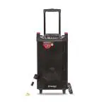 TRUVISON DJ-SOUNDBANK BLACK BEAUTY Wooden Karaoke Party Speaker Trolly Portable Multimedia Bluetooth USB, SD, TF, AUX, P.A. System with 1 UHF MIC, Remote Control Guitar Input, 6 Hour Battery Backup