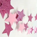 My Party Suppliers Dark Pink Star Glitter Paper Garland Hanging for Party Birthday Decorations (28 x 20 x 2 cm)