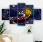 saf Radha Krishna Religious UV Textured Wall Painting for Home decorative Digital Reprint 18 inch x 30 inch Painting (Without Frame, Pack of 5) SANFPNLS32214