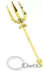 Giftingazebo DC-Justice League Aquaman Golden Metal Trident Premium Keychain Key Chain 