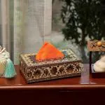 DULI Handmade Decorative Brown and Beige Jamawaar Engineered Wood Paper Napkin Holders - 23 x 14 x 8 cm