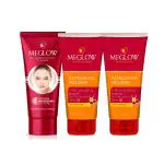 Meglow Beauty Combo Pack of 3- (1 Cream & 2p Face Wash) Skin BrighteningFace Cream for Women 50g Enriched with Aloe Vera Extract & Vitamin E and Refreshing Face Wash with Anti Dehydration Shield