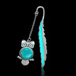 Hasthip Resin, Zinc Alloy Metal Feather Bookmark Glow In The Dark Vintage 3D Silver Owl