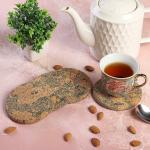 FOHOGO Table Premium Cork Coaster (Set of 4 Pcs) Made of Real Tree Bark, Heat Resistant, Natural Elegance in Every Sip, Protect Table Top from Heat and Scratches (Olive, Pack of 4)