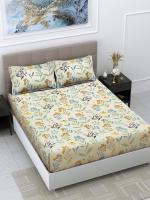 FABINALIV Multicolor Floral 300 TC Cotton Blend King Size Double Bedsheet with 2 Pillow Covers (FLBS-1176-Multi)