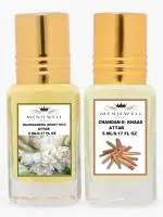 Menjewell Combo Pack Of 2PCs Attar Rajnigandha 5ML,Chandan-E-Khaas 5ML Attar (Floral, Woody)
