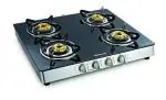 Sunflame Crystal Stainless Steel Glass Top 4 Brass Burner Gas Stove