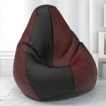 Biggie Bean Bag - Size : 4XL - Teardrop Bean Bags - Designed by : ScottyTravis London - Color: Black Maroon - Bean Bag Cover - Best Bean Bag for Living Room - Luxury Bean Bag - Lounge Chair Latest Bean Bag