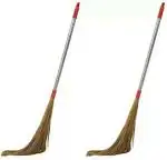 SKYRICK Jhadu for Floor and Home Long Handle Grass Dry Broom (Multicolor, 2 Units)