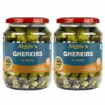 Abbie's Gherkins Big in Brine, 680g, Pack of 2 Ready to Eat | Zero Fat Crunchy Pickle | Perfect Topping for Pizza, Pasta, Sandwich, Burger, Salad , Snacks and More
