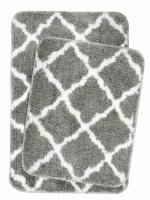 Saral Home Easy Living Grey Microfiber Anti Skid Bath Mat 45x70cm, 40x50 cm (Set of 2)