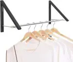 Kayru Retractable Clothes Rack, Wall Mounted Clothes Hanger Rack for Laundry Room Foldable Drying Rack, Aluminum Clothes Rack Wall Mounted Hanger, Black (1 Pcs)
