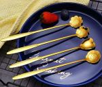 VMITRA Golden Spoon Set/Coffee Spoon/Dessert Spoons/Cutlery Kitchen Tableware/Stainless Steel Gold Different Shape Coffee Spoons, Set of 4 Pcs