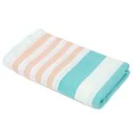 Mush Peach and Turquoise Striped Bath Towel