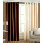GOYCORS Brown and Cream Solid Polyester Door Curtain (4 x 8 ft) (Pack of 2)