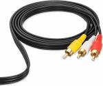C & E TV-out Cable 3RCA Male to 3RCA Male Stereo Audio Video Cable Gold Plated [1.5 Meter]) (Black, For Home Theater, 1.5 m)