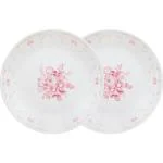CORELLE Asia Collection Gold Series Blooming Pink 26 cm Dinner Plate Pack of 2 Dinner Plate (Pack of 2, Microwave Safe)