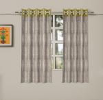 Kuber Industries Faux Silk Decorative 5 Feet Window Curtain | Damask Print Darkening Blackout | Drapes Curtain With 8 Eyelet For Home & Office, Pack of 2 (Cream)