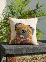 Amoliconcepts Dog embroidered cushion cover