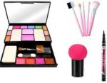 Lenon Beauty Fashion color Makeup Kit + PRO TYA Mushroom Head Beauty Blender + PRO TYA 5 pcs brushes set + YanKinaa Eyeliner (8 Items in the set)