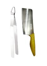 Urban Buy Stainless Steel Roti Chimta Tong With Wooden Handle Meat Chapper and Multicolour, Pack of 2