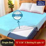 GADDA CO Cotton Waterproof Single Bed Protector Mattress Cover (Blue, 72 X 36 Skirting 10 inch)