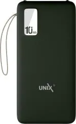 Unix 10000 mAh Power Bank (Fast Charging)  (Black, Lithium Polymer)