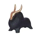 ARADH Resin Geometric Statue Bull Sculpture Ornament Abstract Animal Figurines Room Desk Decor Home Decoration 13 Inch| Black and Gold