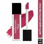 Aravi Organic Soft Pink Matte Long Stay Lipstick - Matte Liquid Lipstick With Almond Oil & Vitamin E - Waterproof & Ultra Smooth - 1.5 ml (Pink Pout)