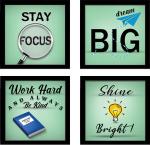 Surmul Multicolor Plastic Medium Wall Poster Frame Stay Focus Big Adhesive Sticker (Pack Of 4)