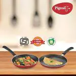 Pigeon Aluminium Nonstick Duo Pack Flat Tawa 250 and Fry Pan 220