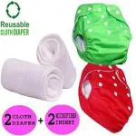 Swito Mart Baby Reusable Premium Cloth Diaper, Washable Adjustable 2 Nappy with 2 Inserts ()