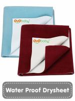 OYO BABY Quick Dry Waterproof Baby Bed Protector Pack of 2 Dry Sheet (Large 140 x 100 cm) Sea Blue & Maroon