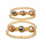 BLESSINGSHUB (Pack of 2) Guru Ji Swaroop/Photo (3 Guruji Photos) Golden Homemade Bracelets