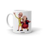 Cheeksy Ceramic Motu Patlu Shocked Printed Milk Mug For Couple (300 Ml,White)