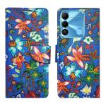 A D Enterprises Blue Pattern Flip Cover for Tecno Spark 9 | Magnetic Case | Shock Absorbent | Flip Cover Tecno Spark 9