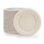 Deera White Disposable Biodegradable Sugarcane Bagasse Plates 9 Inch - 25 Pcs