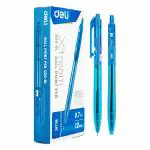 deli Roller Lightweight Ballpoint Pen, 0.7mm Tip, Ball Point Pen Set with Soft Grip (Blue) EQ20-BL