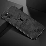 Rakulo Deer Pattern Cloth Texture Leather Finish Soft Fabric Case Hybrid Protective Case for Vivo V25 Pro (Black)