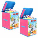 PrettyKrafts Tom & Jerry Toys Organizer Storage Box with Lid for kids, Blue - Set of 2