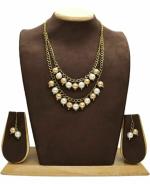 JN HANDICRAFT Dhirajart Alloy Gold-Plated Gold, White Jewel Set For Women And Girls