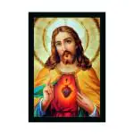 Dharvika Innovations Multicolor Synthetic Jesus Christ Photo With Frame, 11 X 14 Inch